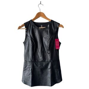 Commando Black Faux Leather Peplum Hem Tank Shell NWT Small